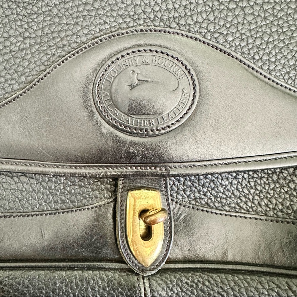DOONEY AND BOURKE Vintage Black Leather Shoulder Bag Purse AWL - Picture 3 of 16
